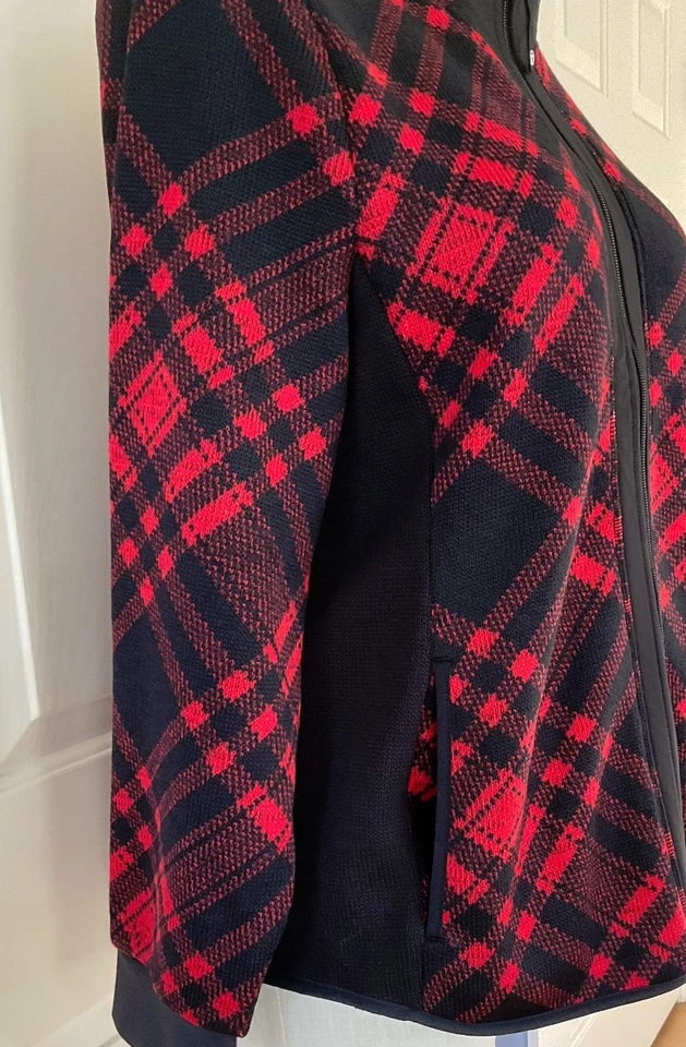 Talbots (T by Talbots) Women Size XL Fleece Zip Jacket Red Black Plaid  NWT-$129 - Image 3 of 4