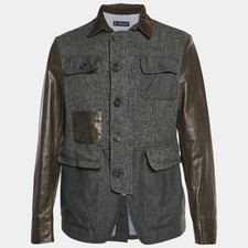 Dsquared2 GreyBrown Herringbone Wool and Leat...