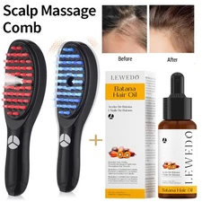 Electric Massage Comb LED Blue-Red Light Therapy Hair Growth Massage Scalp Brush
