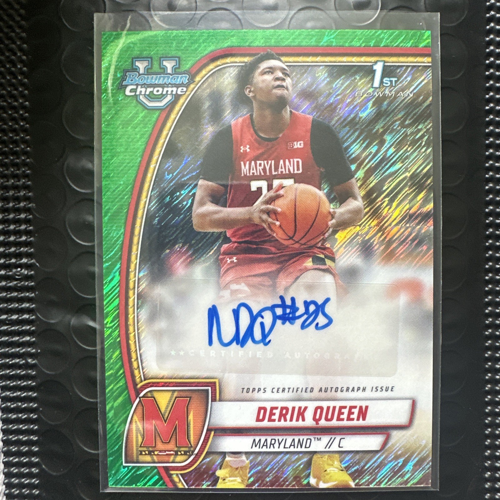 Derik Queen 2024-25 Bowman University Chrome - 1st  Autograph #19 Green Shimmer
