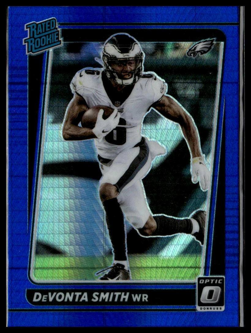 2021 Donruss Optic #205 DeVonta Smith Blue Hyper Rated Rookie