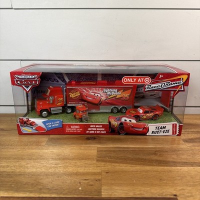 Target EX. Disney Cars Team Rust-Eze: Mack Hauler McQueen &Not Chuck Ships Fast!