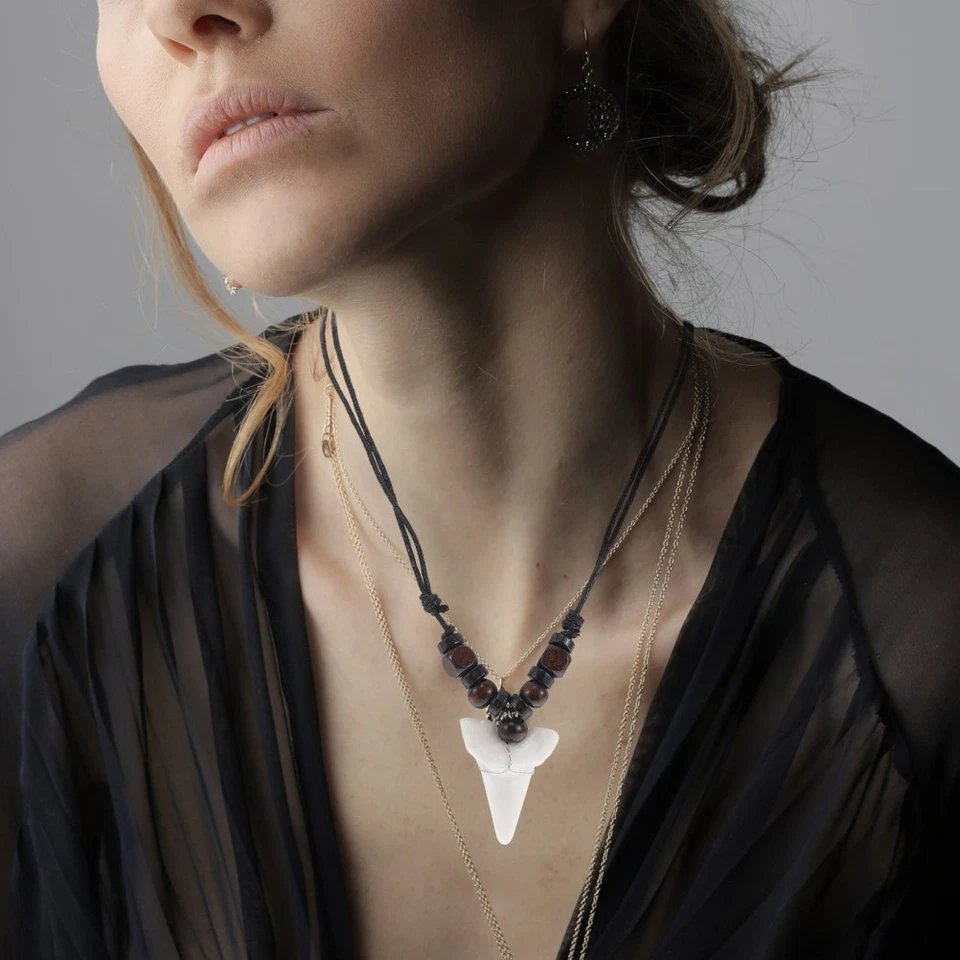 Surfer-Haifischzahn-Anhänger-Halskette, Schildkrötenzahn-Halskette, böhmische, - Bild 4 von 4