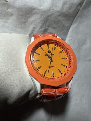 OCTAVIA Quartz, Italian styling, precision power,40mm Case, orange white, ladies