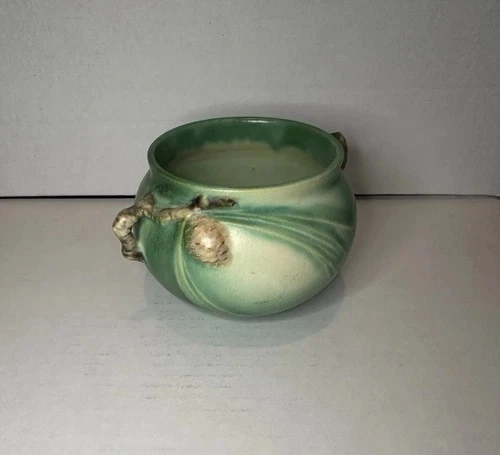 Roseville Pottery Green Pine Cone Jardiniere Vase