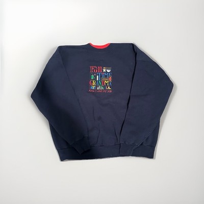 Vintage 90s Full Time Grandma And I Love My Job Embroidered Double Collar Sweats