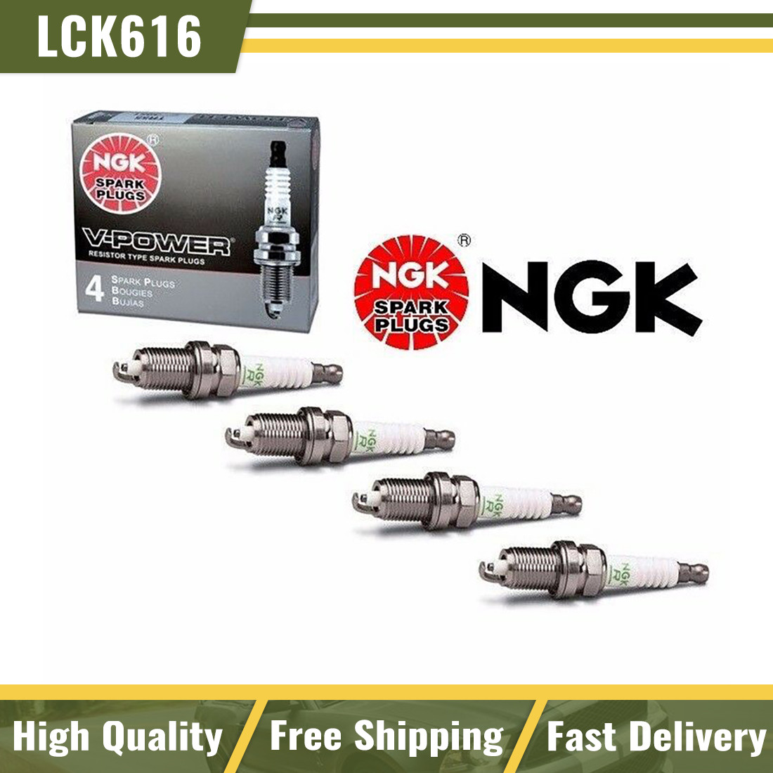 4 for NGK 7548 V-Power Resistor Spark Plugs OEM Power Performance BR9EYA