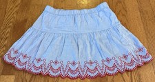 Women s Vineyard Vines Blue Chambray Flounce Pull On Cotton Mini Skirt Size M