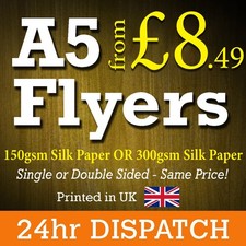 A5 Flyers Leaflets Printed Full Colour 150gsm 300gsm Silk - A5 Flyer Printing UK