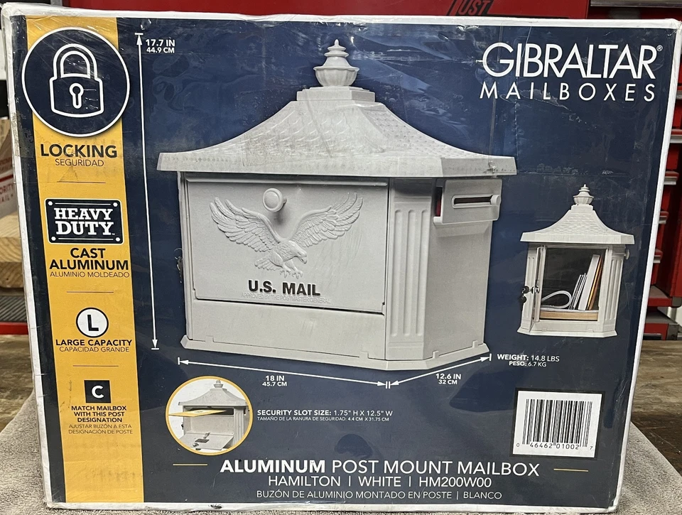 Gibraltar Hamilton Locking Large Capacity Cast Aluminum White Mailbox - HM200W00 - Image 2 of 4