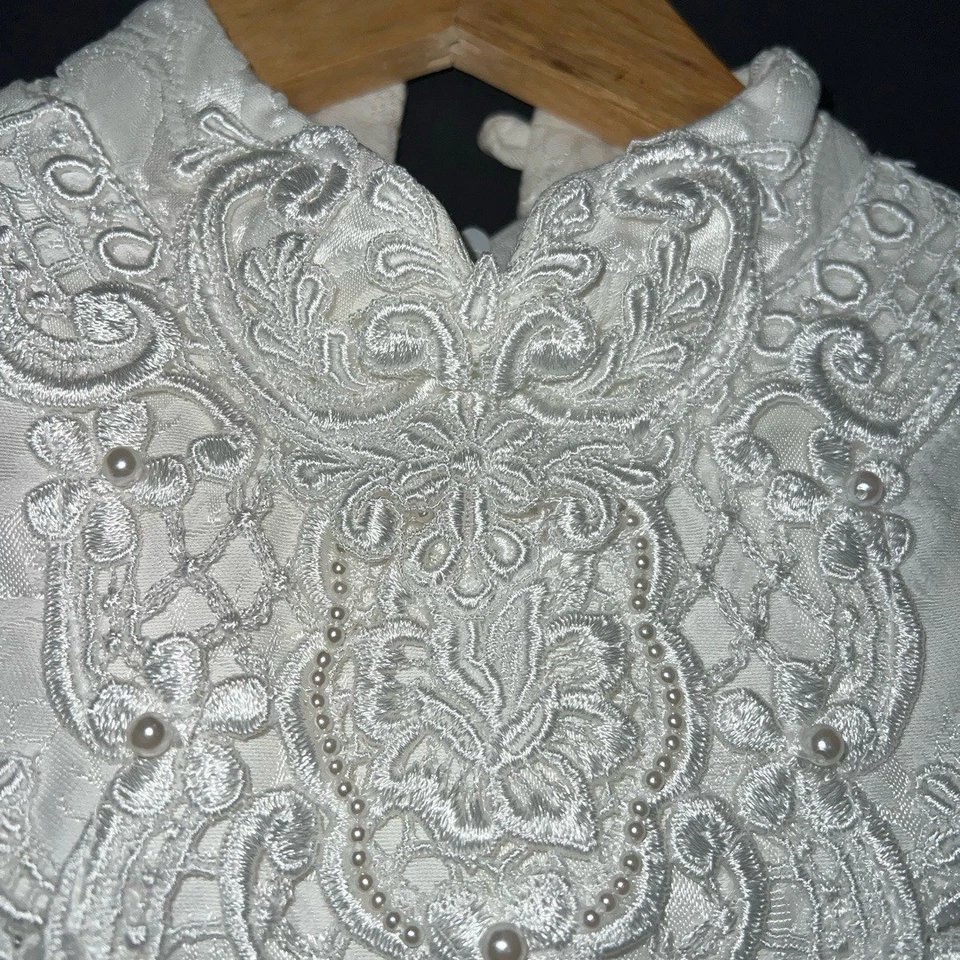 Vestido Jessica McClintock Niñas Talla 6 Blanco Vintage Detalle Encaje Cottagecore Años 80 Foto 3 de 4