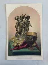 Antique Victorian Design Print – 1851 Bronze Group by Vittoz of Paris