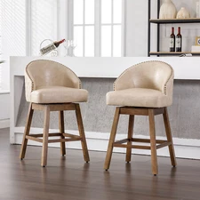 Set of 2 360° Swivel Bar Stools Counter Height Bar Chair Kitchen Dining Chair US