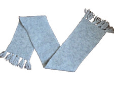 Islandic PURE 100 Scarf White Grey Fringed 7.5"x52" Plus 3" Fringe NEW Unisex