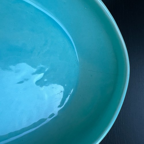 Bauer oval serving bowl, turquoise, semigloss, California pottery, vintage - Picture 10 of 12