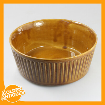 Vintage alte seltene braune Porzellan China Keramik Salat runde Servierschale Schale