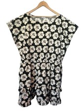 Peter Som Black White Floral Tie Back Tiered Dress 3X
