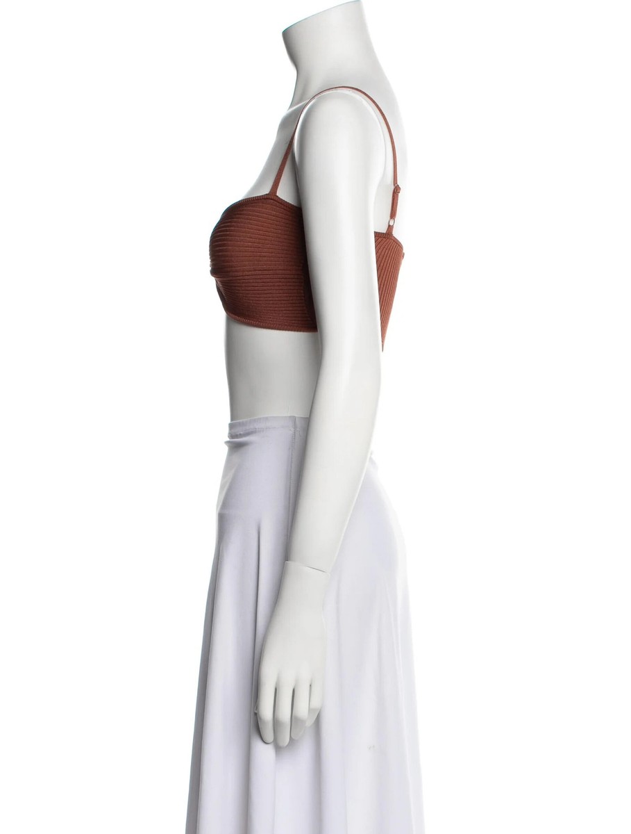 Cult Gaia Elka Twist Ribbed Knit Crop Top Brown Sleeveless Blouse Size Small View 4