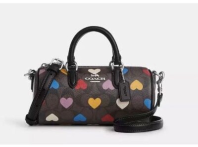 Coach Heart Print Signature Canvas Lacey Crossbody Bag Purse