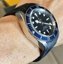 22mm BLACK Vulcanized Rubber Strap Band PERFECT FIT TUDOR Black Bay Watch 79220