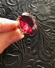 Artisan Hot Pink Faceted Crystal Mystic Ring Size 7 Handcrafted