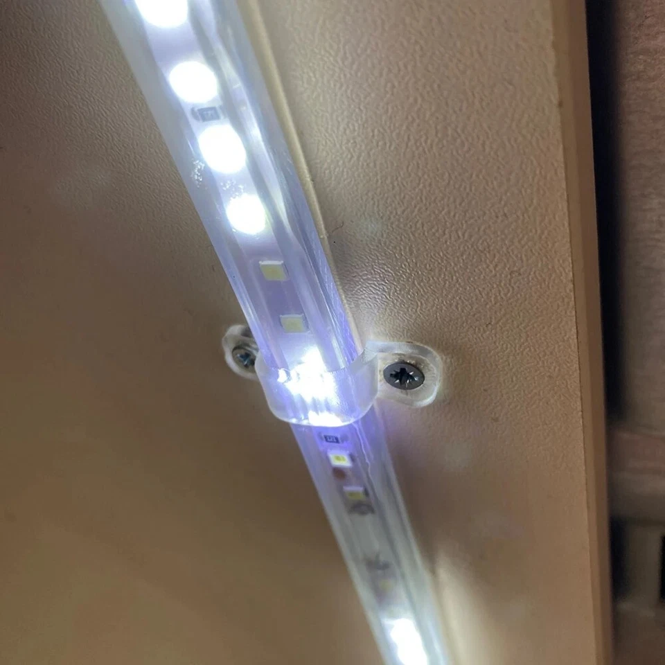 100x LED Strip Mounting Cover 12mm Bracket Holder Hard Plastic Screw Holes - Image 2 of 4