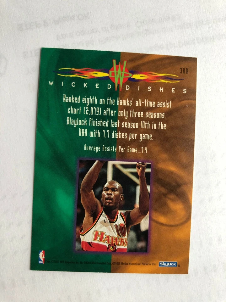 Nice 1996 MOOKIE BLAYLOCK SkyBox Basketball Card  # 388 Made in USA - Image 4 of 4