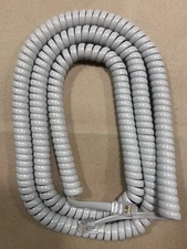 25' FT Phone Curly Coil Cord Grey Gray Aastra Executone Macrotel Nortel Comdial