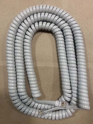 25' FT Phone Curly Coil Cord Grey Gray Aastra Executone Macrotel Nortel Comdial