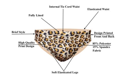 ACCLAIM Classic Leopard Print Sports Fit 6 cm Brief Swimming Trunks Mens 2025 - Picture 2 of 7