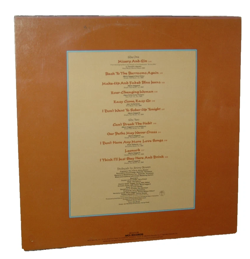 MERLE HAGGARD Back To The Barrooms Outlaw Country 1980 LP MCA-5139 Vinyl Record Foto 2 de 3