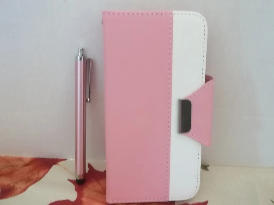 ULAK IPHONE 6 БУМАЖНИК ЧЕХОЛ ~ ПРОТЕКТОР ~ РОЗОВЫЙ И БЕЛЫЙ ~ 2 СЛОТОВ - Изображение 2 из 4
