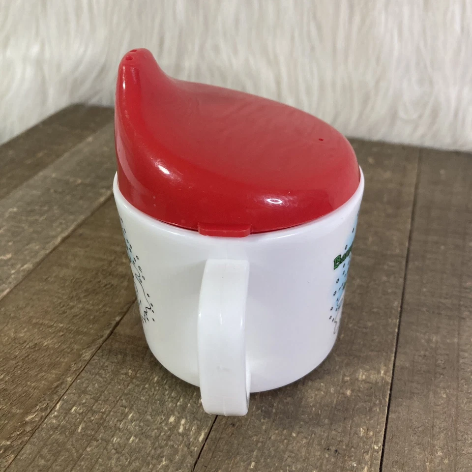 De colección 1993 Trineo Barney Dinosaurio 6 OZ Sippy Niño Taza Doble Mango con Tapa Foto 2 de 4