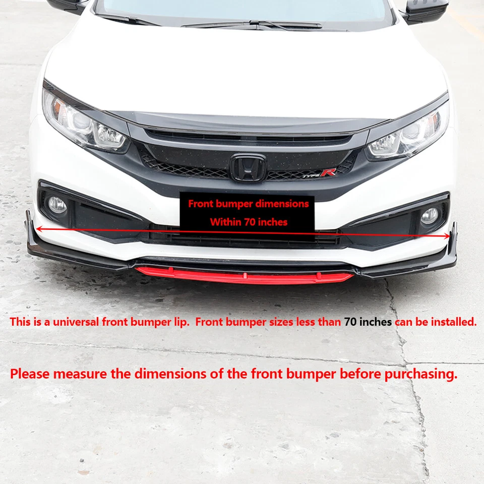 For Buick Lacrosse Universal Front Bumper Lip Spoiler Splitter Carbon Fiber Red Foto 2 de 4