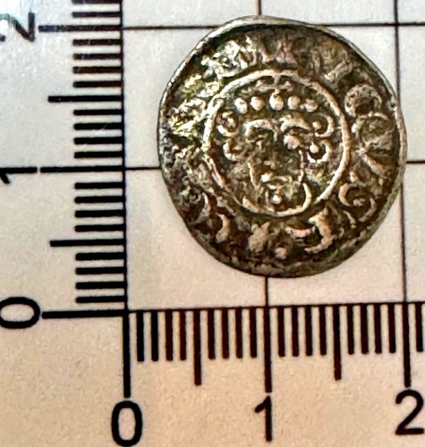 a4: NORTHAMPTON Rare Medieval Hammered Silver SHORT CROSS Penny - class 5b