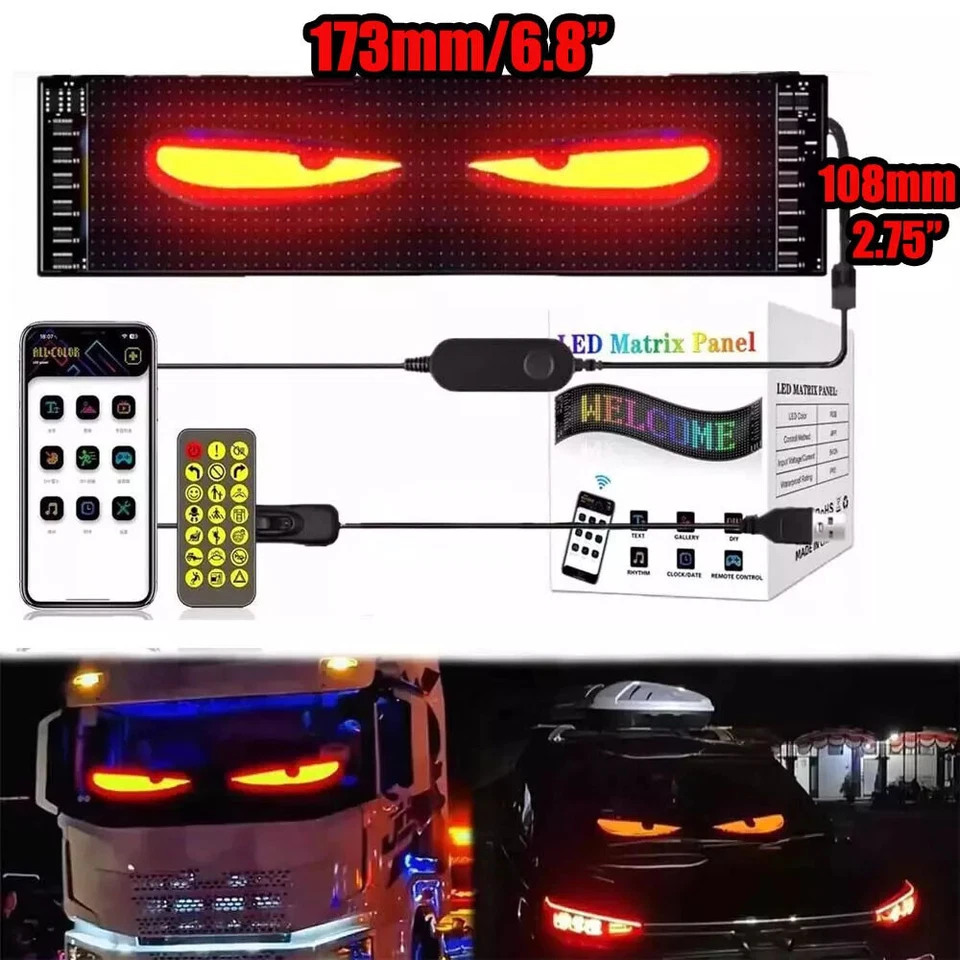 2Pcs Truck-Specific Devil's Eye LED-Screen Car Eye Light Truck Dynamic LED Light - Image 4 of 4