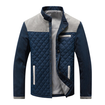 Button Fitting Jacket Men Stand Collar Casual Youth Jacket Long Sleeve Outwear