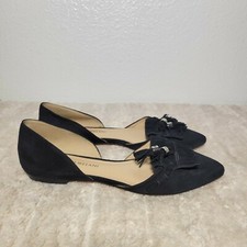 Antonio Melani Wandah Black Suede Tassel Flat Shoes Size 6 M