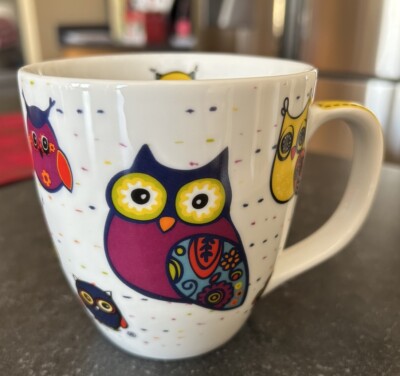 Konitz Owl Mug In White 14 ounces