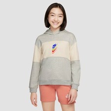 Nike DNA Sportswear Gray/White Pullover Kids Girls Sweatshirt Hoodie Size M NWT