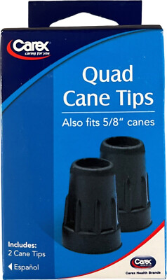 Carex Cane Tips 5/8'' Metal Reinforced 2 ct  1 pair Black
