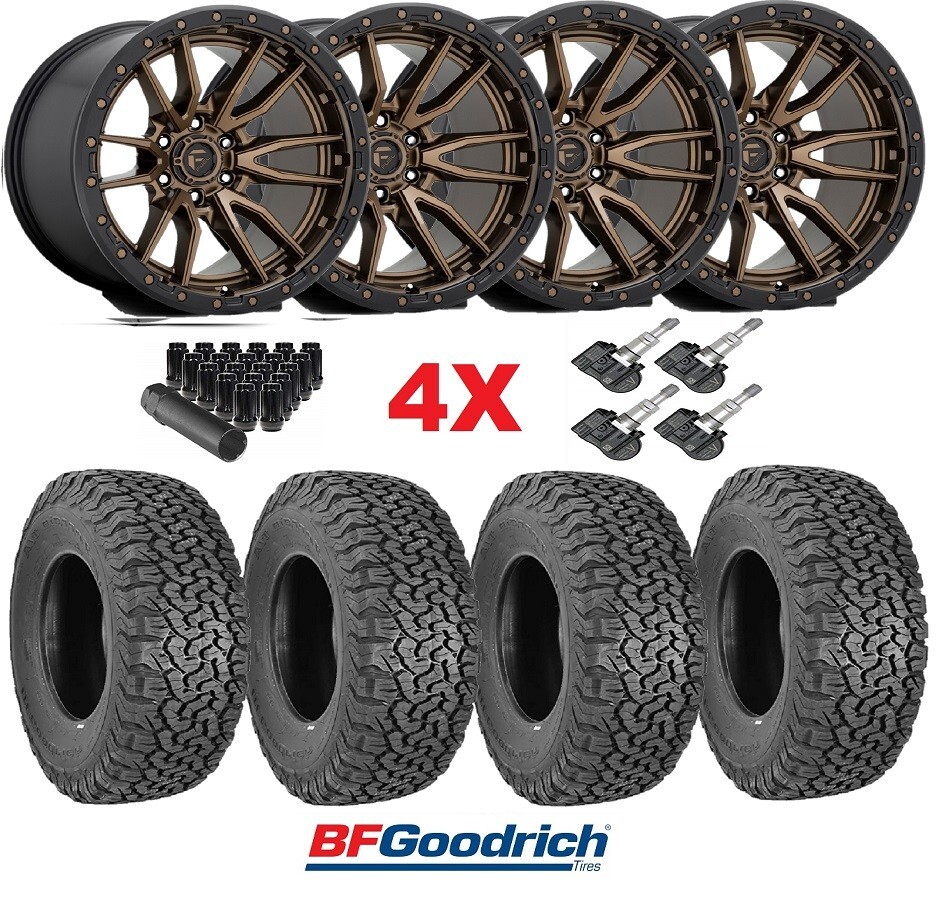 FUEL REBEL 6 BRONZE WHEELS RIMS TIRES 285 75 17 BFGOODRICH KO2