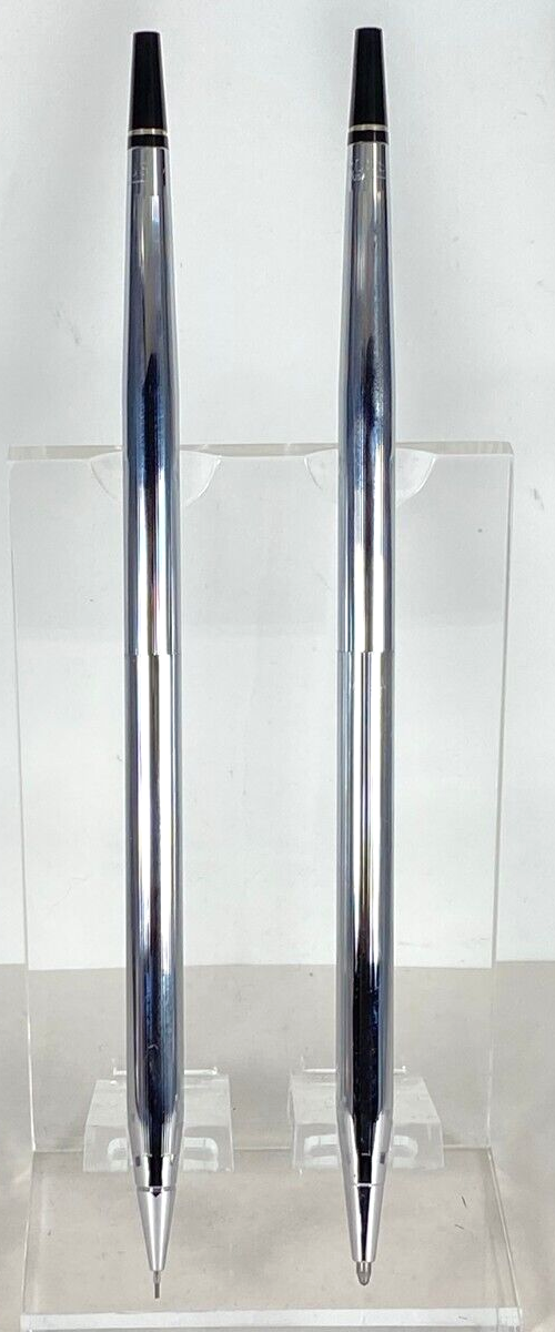 NEW VINTAGE USA CROSS DESK SET (LUSTROUS CHROME) PEN & 0.5mm