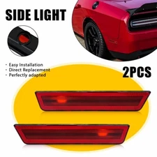 Red Lens LED Rear Bumper Side Marker Light Lamp Pair For 2011-2014 Dodge Charger