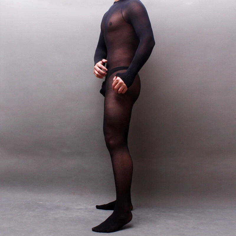 Tuta uomo trasparente 220 libbre taglie forti super elastica calze body - Immagine 4 di 4