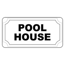 Pool House Black Retro Vintage Style Metal Sign - 8 In X 12 In With Holes