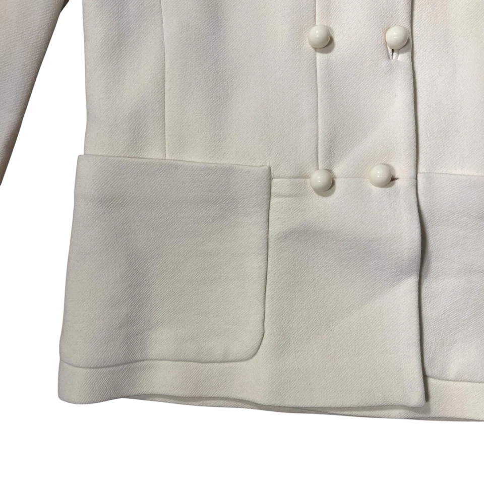 J. Casaco Crepe Feminino Crepe Lã Branca Cremosa Crepe Crew Double-Breasted Tamanho 6 Novo com etiquetas - Imagem 2 de 4