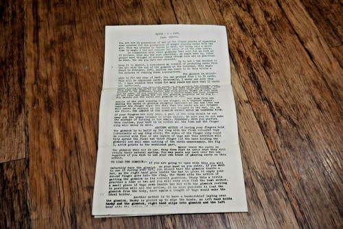 KATCH O CARD CATCH JACK CHANIN MAGIC MAGICIAN - INSTRUCTIONS ONLY Vintage RARE