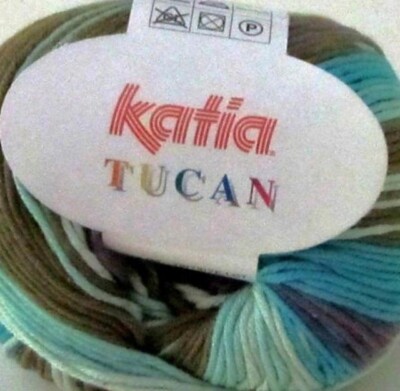 NEW 5 skeins Katia Tucan col 66 turquois purple green 100% cotton