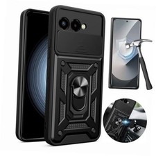 for T-Mobile Revvl 8 Case with Screen Protector and Slide Camera Black